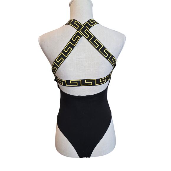 Stylish Miss Guided Black & Gold Strappy Bodysuit Sz. 4 - Picture 3 of 7